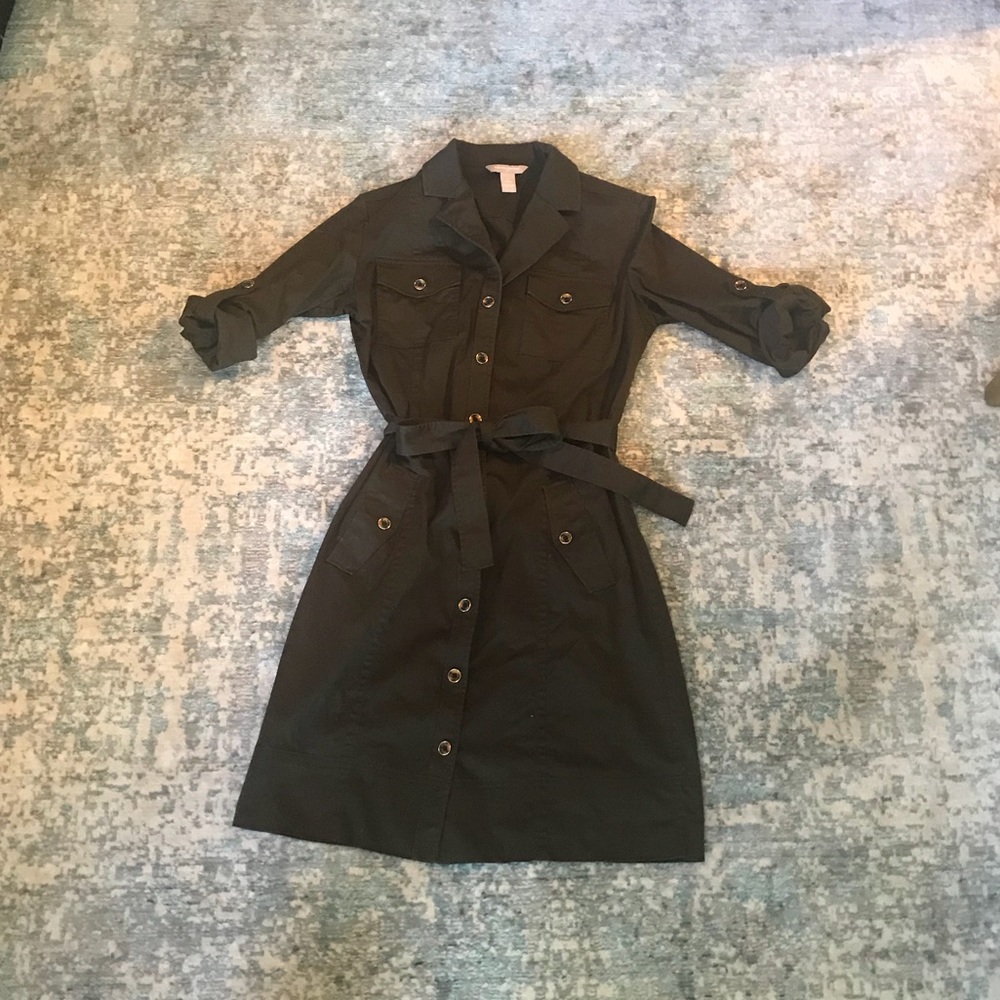 Army Green Button Up Banana Republic Dress Size 6